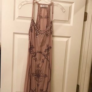 Long flowing dress. Rose pink, adjustable straps.